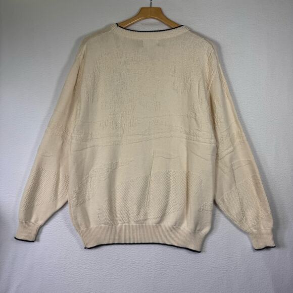 Vintage Expressions Grandpa Knit Sweater Large White Crewneck Golf Grandpacore - Picture 2 of 8